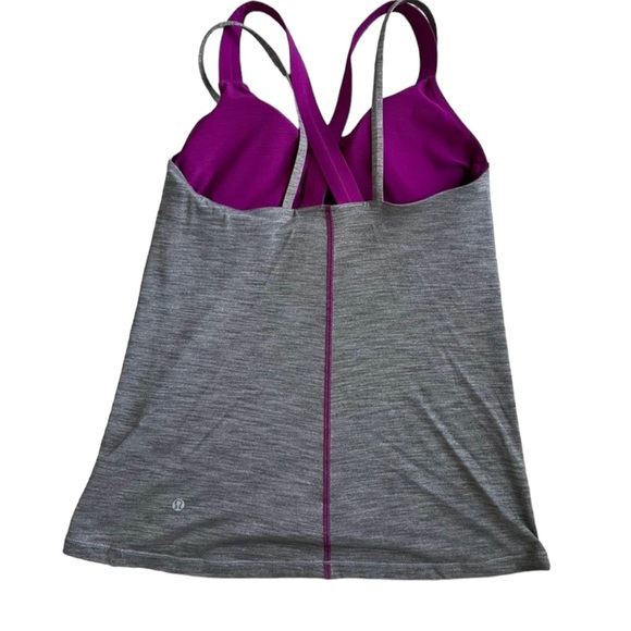 Lululemon Gray & Purple Built in Bra (w/pads) Tank Top Sz 8 - Picture 5 of 10